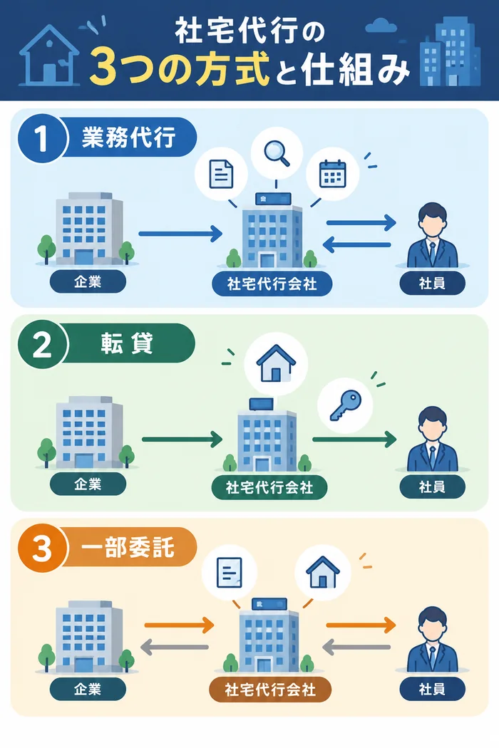 社宅代行の3つの方式と仕組み