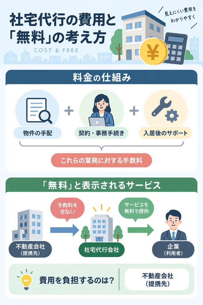 社宅代行の費用と「無料」の考え方