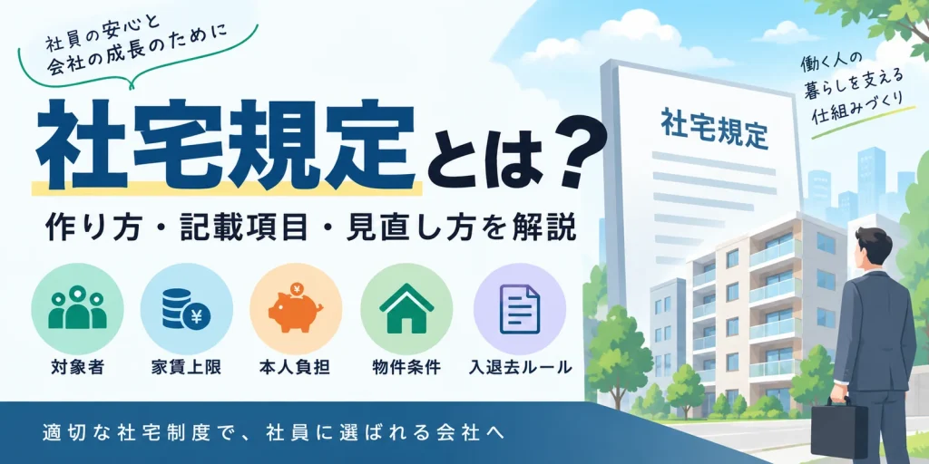 社宅規定とは？人事・総務が決めておきたい項目と物件選定時の注意点