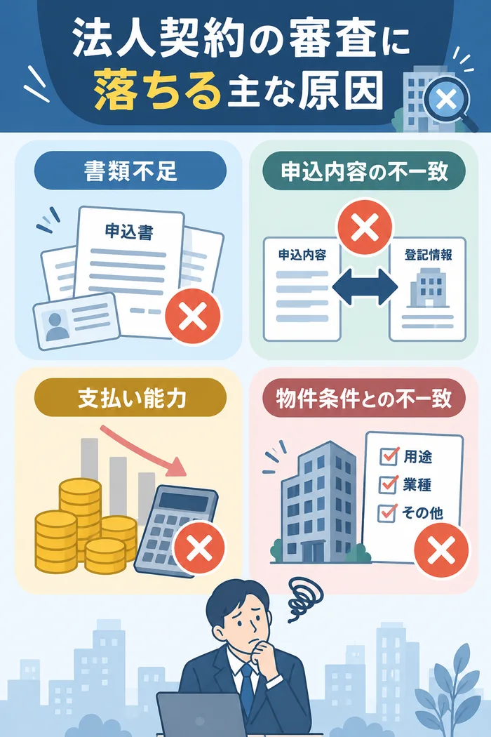 法人契約の審査に落ちる主な原因