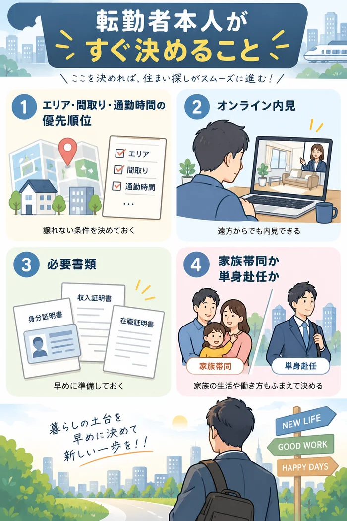 転勤者本人がすぐ決めること