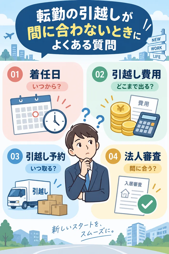 転勤の引越しが間に合わないときによくある質問